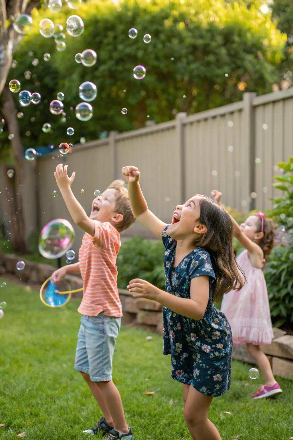 A backyard bubble extravaganza bringing smiles and happiness to toddlers.
