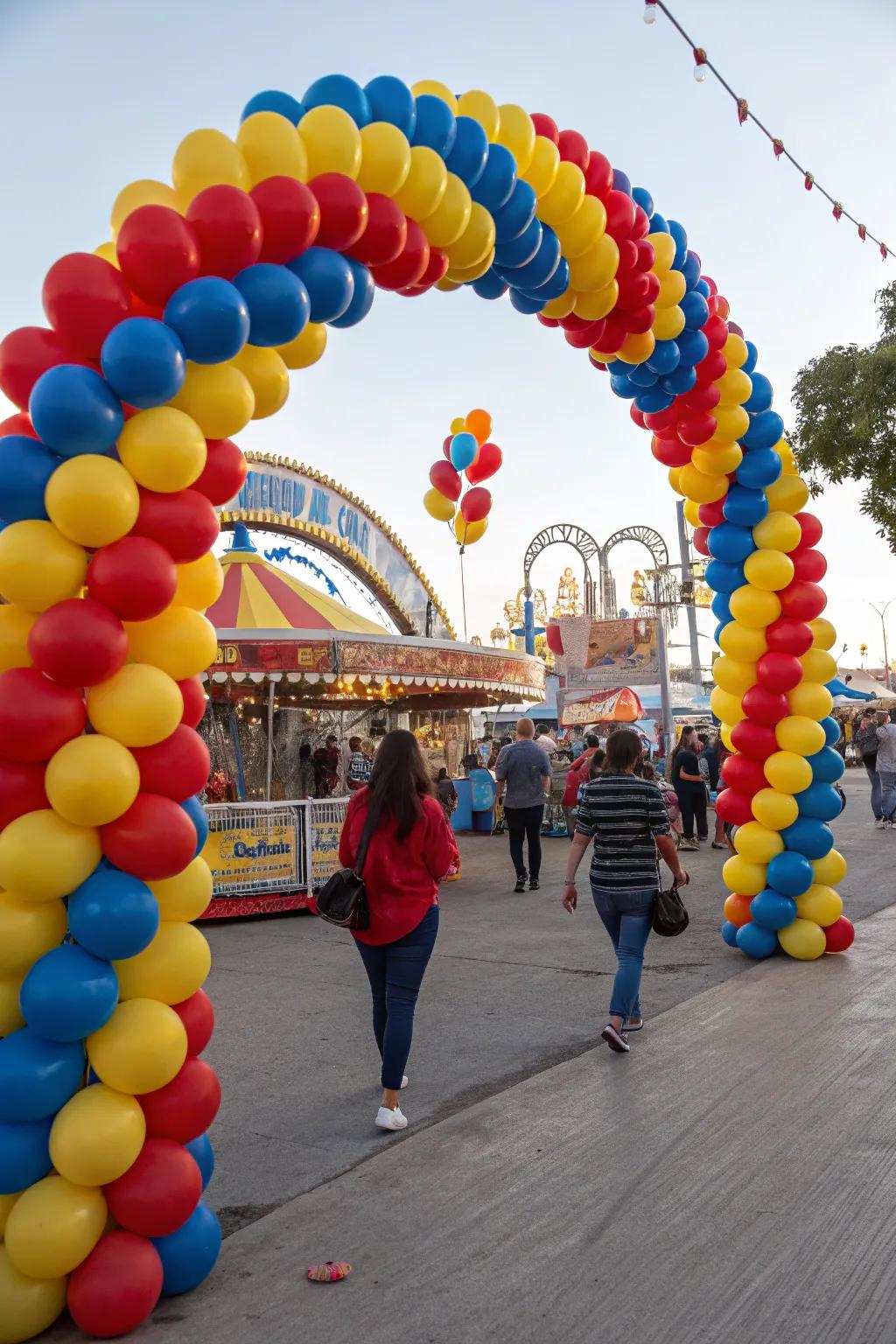 A balloon arch instantly establishes a celebratory ambiance.