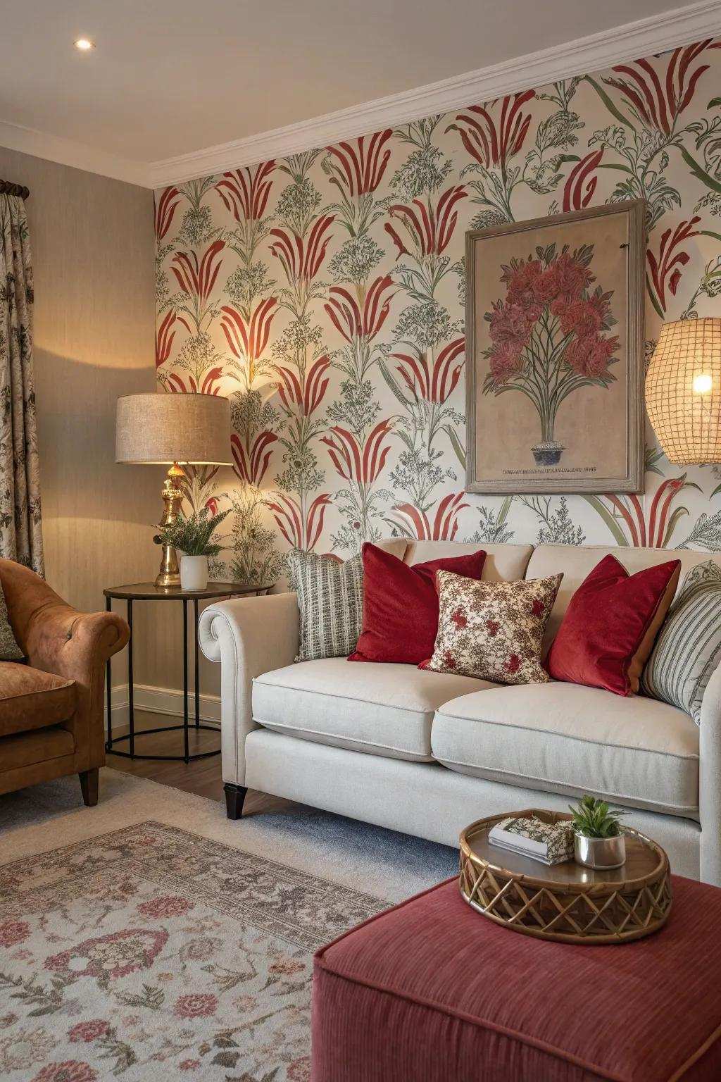 A bold feature wall transforming the essence of the room.