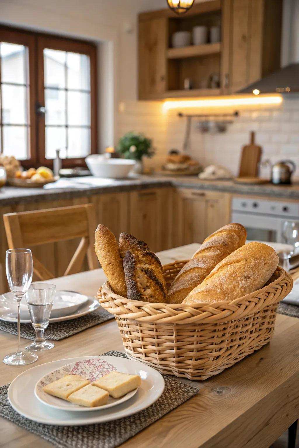 A bread basket symbolizes community and sharing.