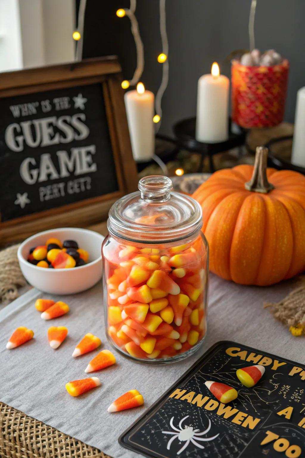 A candy kern conjecturing game delivers sweet interaction for visitors.