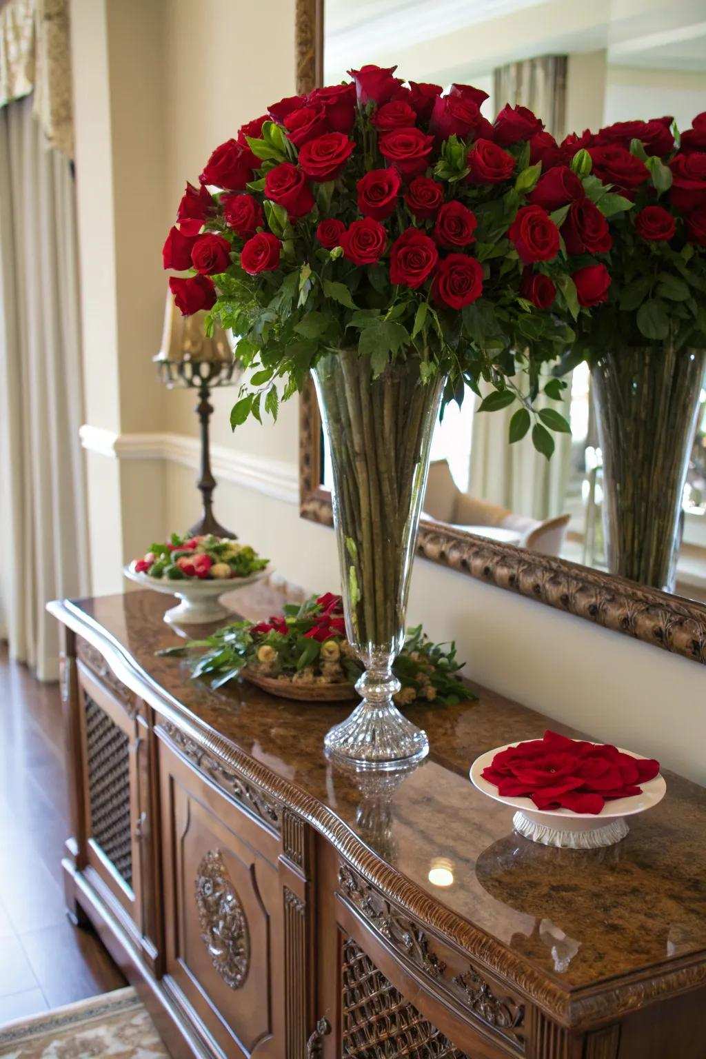 A cascading rose arrangement making an elegant statement.