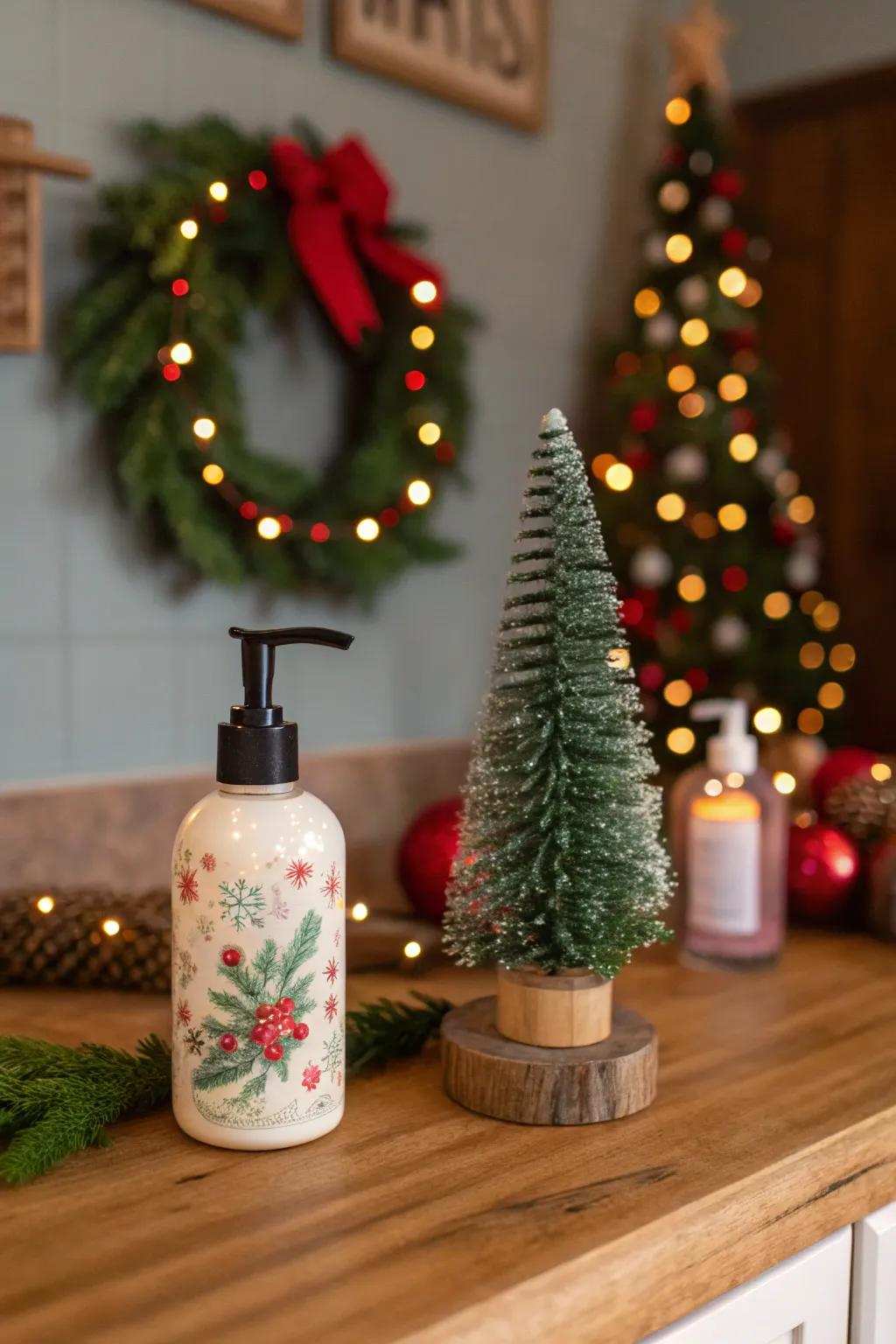 A celebratory touch with a miniature bottle brush tree