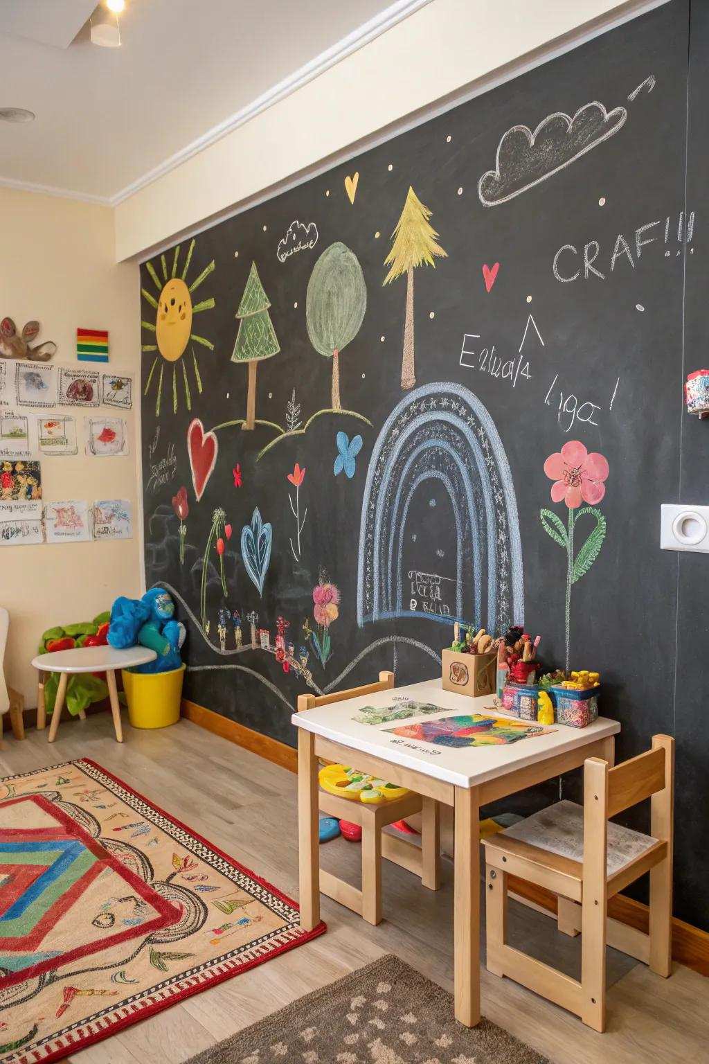 A chalk panel allows for creative and dynamic expression.