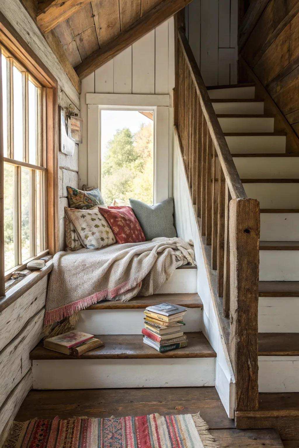 A comfortable hideaway underneath the staircase maximizes expanse plus contributes enchantment.