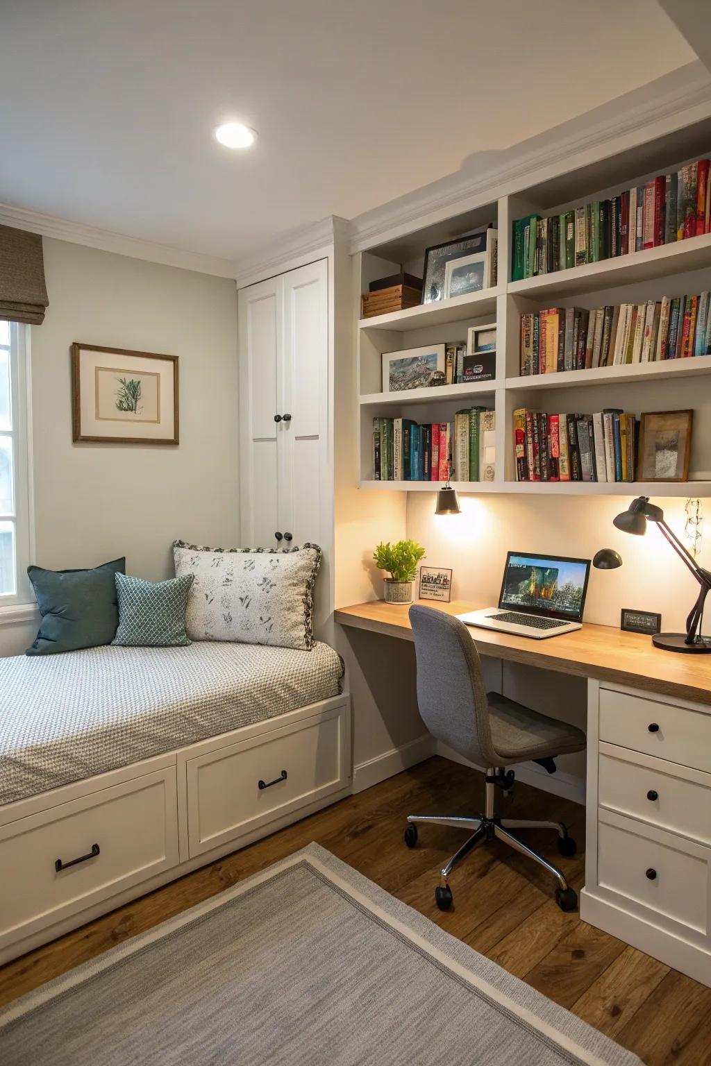 A compact daybed is perfect for small office spaces.