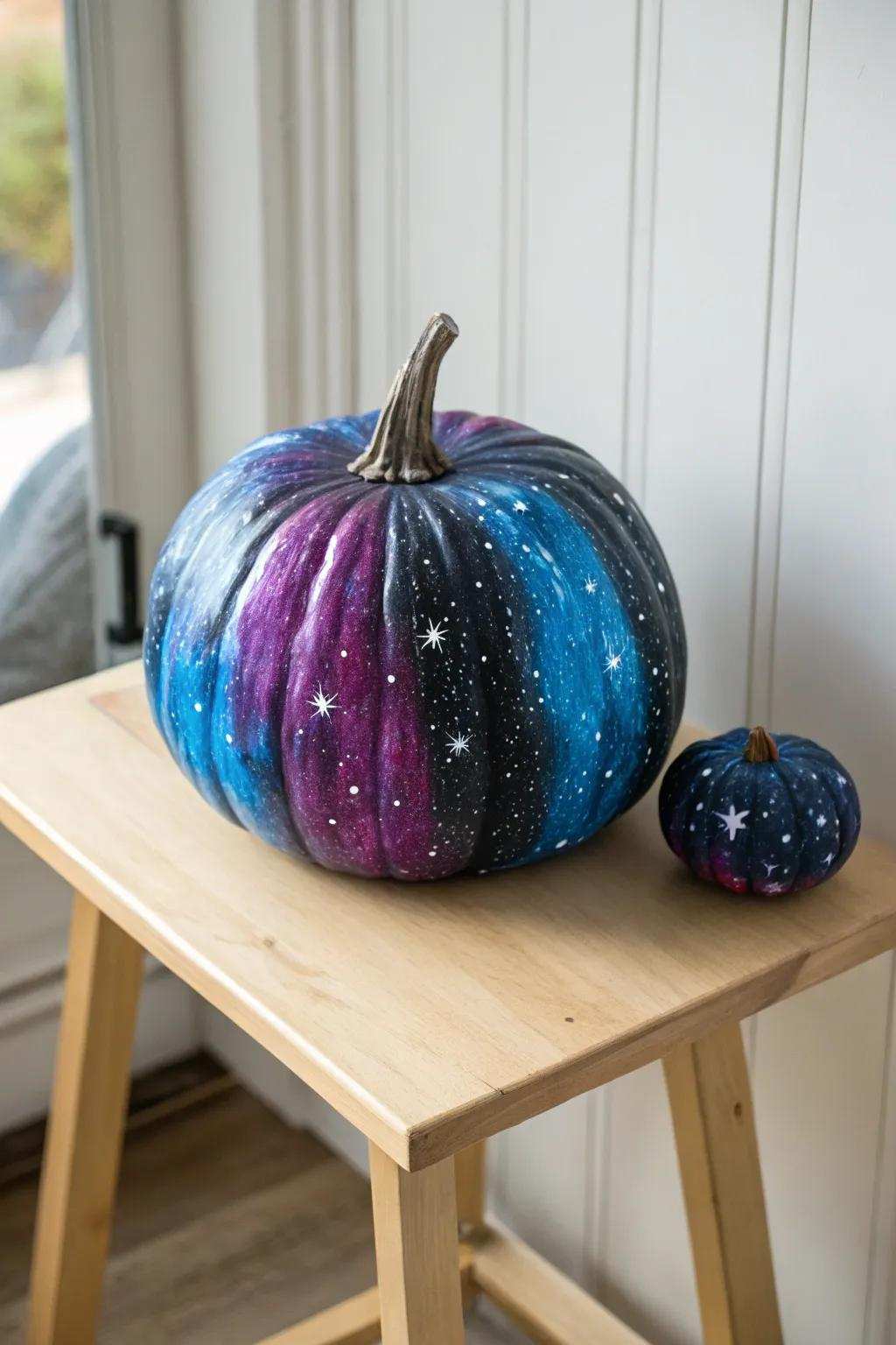 A cosmic spin on pumpkin art that's truly out of this world! 🌌🎃