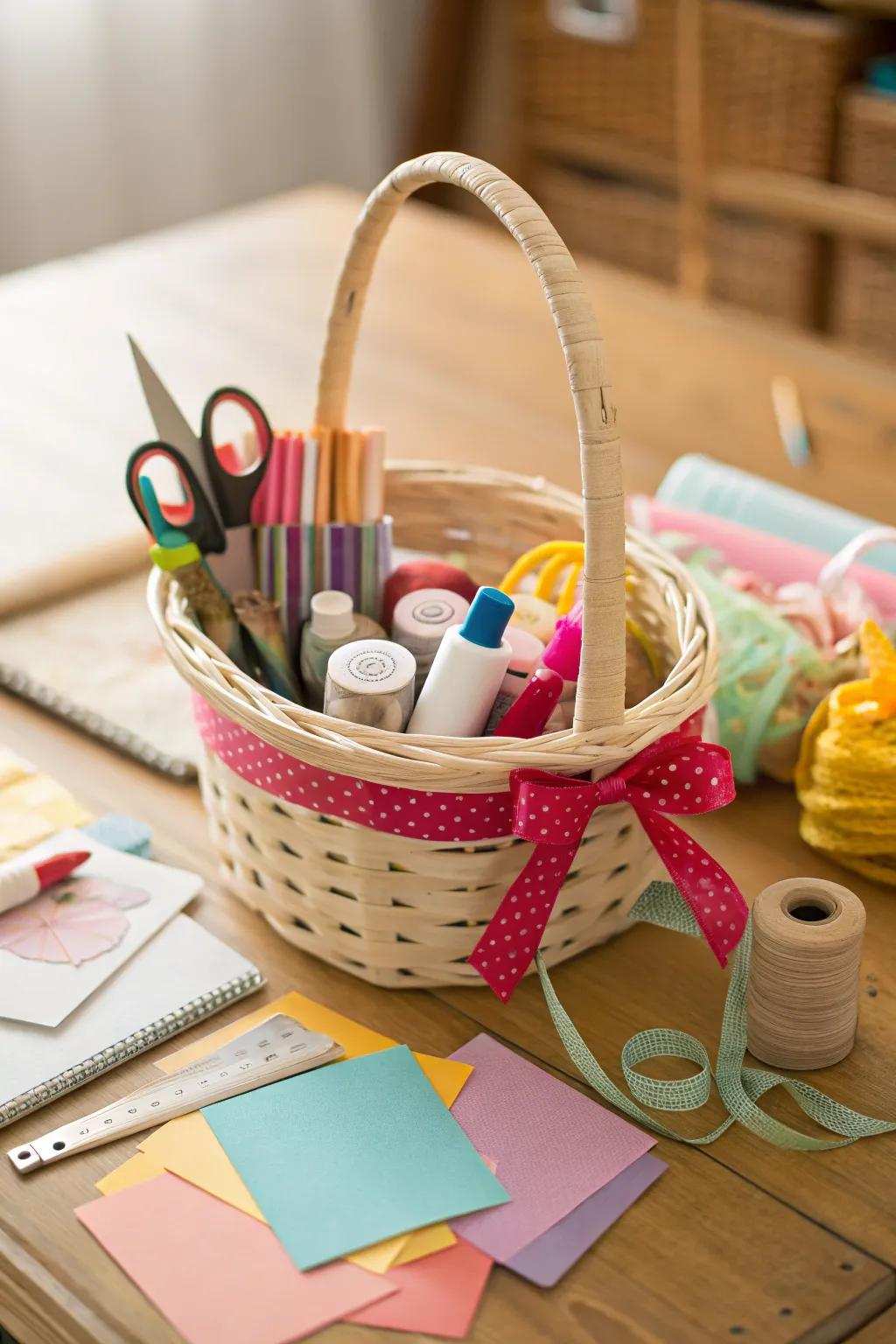 A crafting basket designed for a fun DIY project.