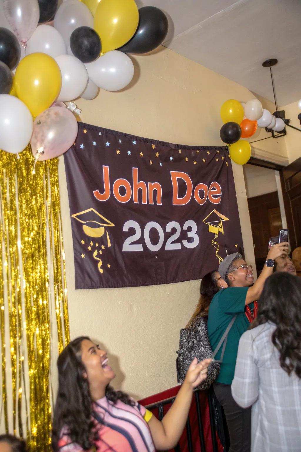 A custom banner adds a unique element to your special day.
