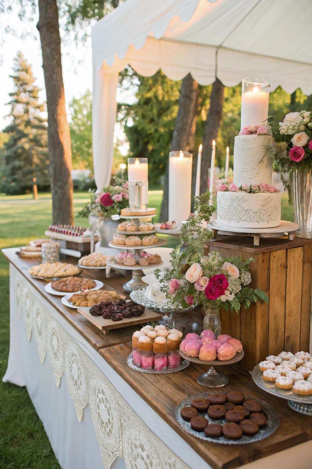 A custom dessert selection offers a delightful assortment of sweet treats for attendees.