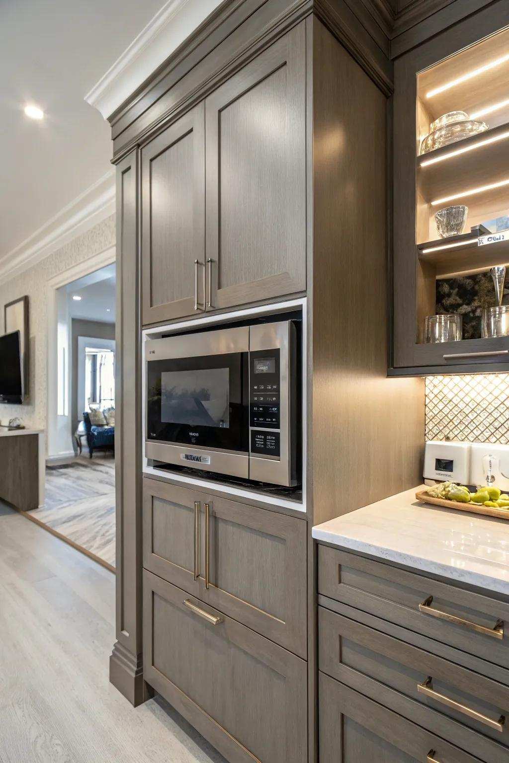 A custom space for your rapid food cooker adds a personalized touch to your kitchen.