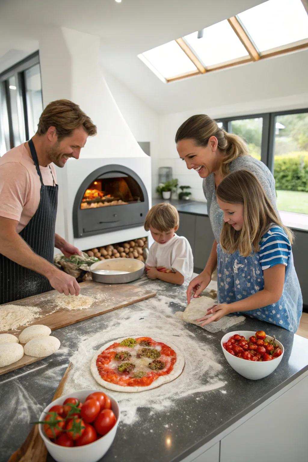 A delightful pizza-making venture for the entire family.