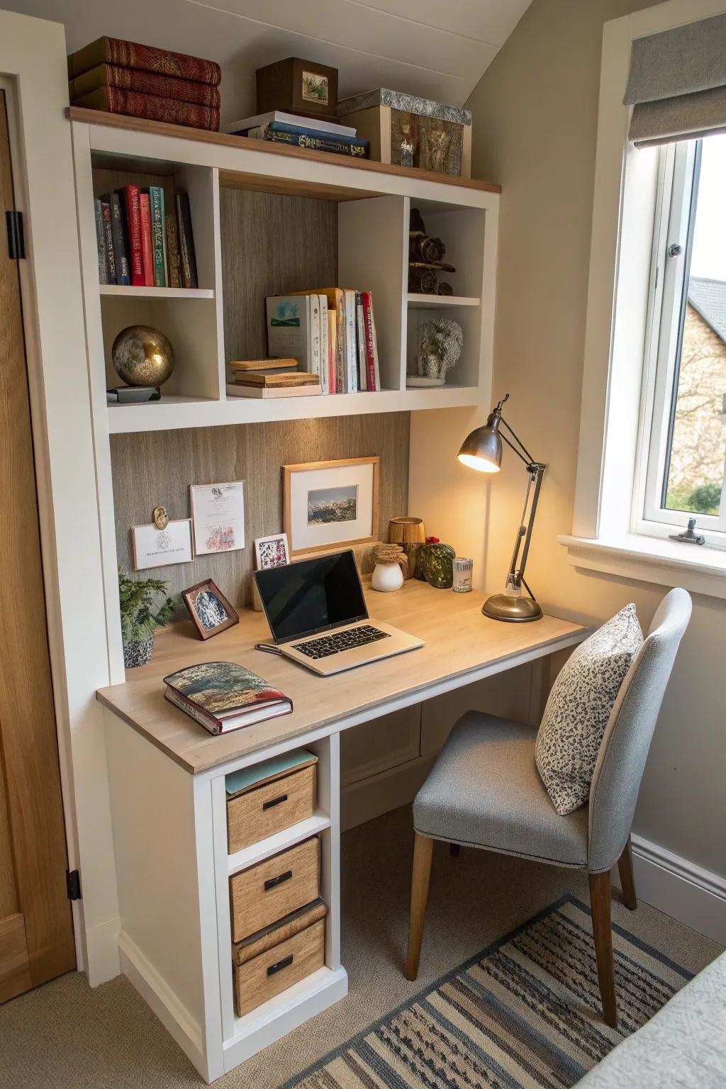 A desk that works twice as hard as a workspace and storage.