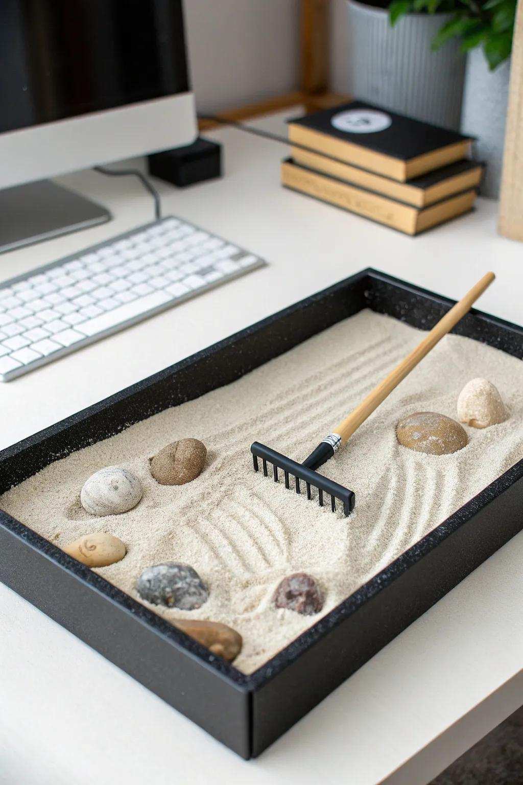 A desktop garden rock for a hint of zen.