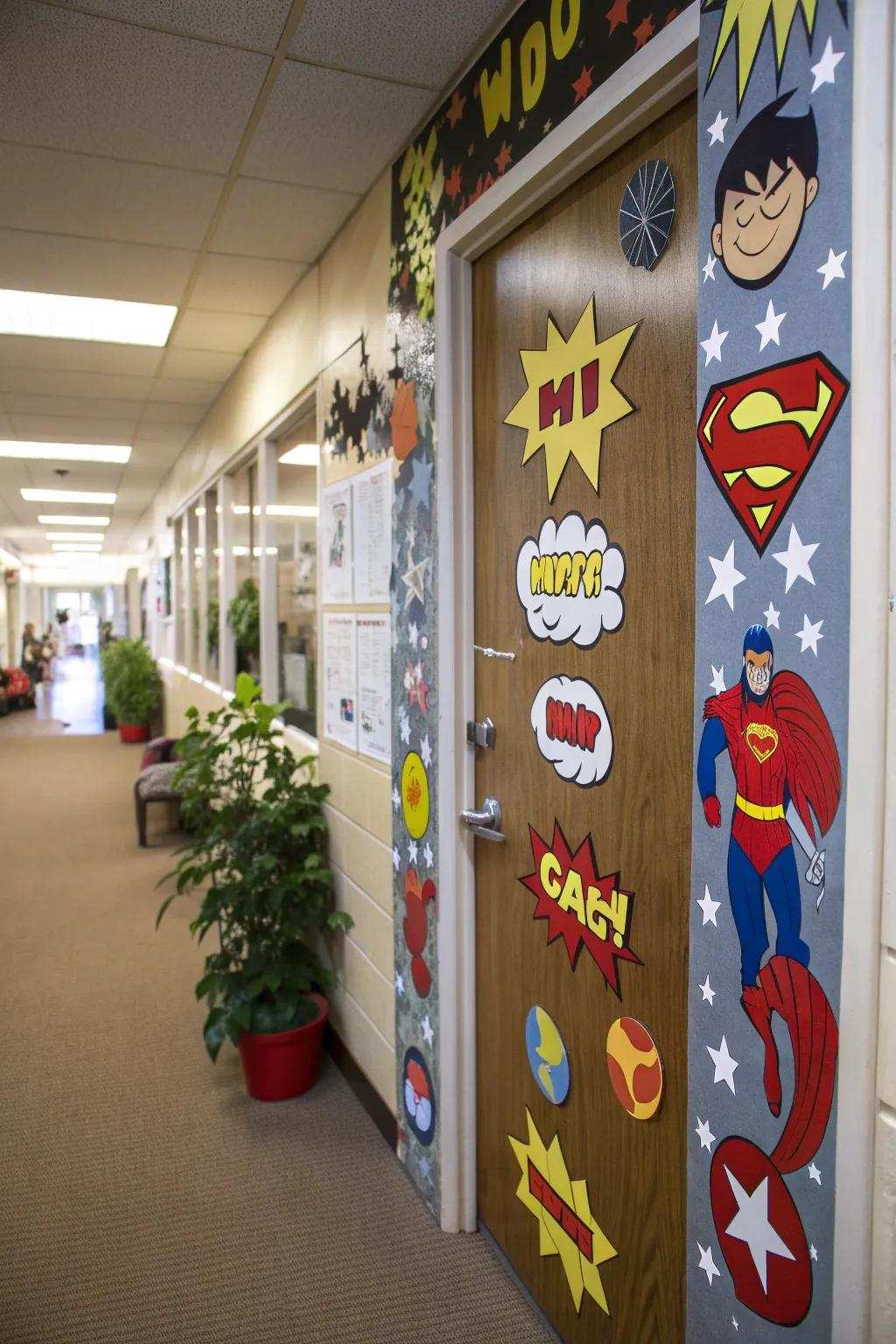 A doorway creating a cartoon book-like world.