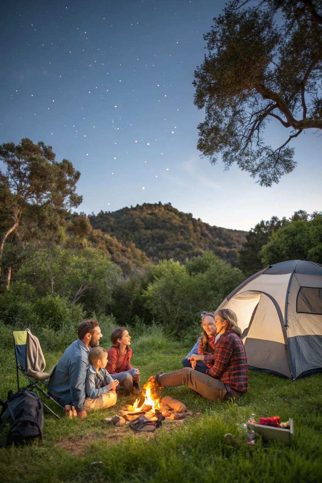 A family camping venture filled with merriment and nature.
