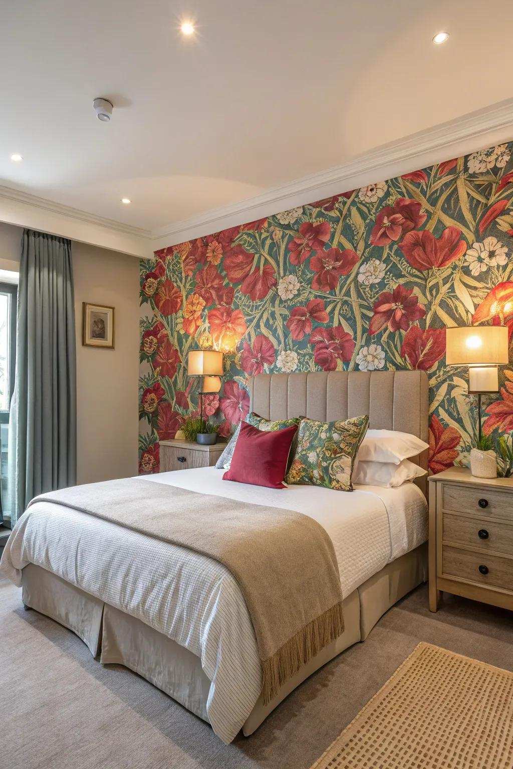 A feature wall introduces depth and individuality to the area.