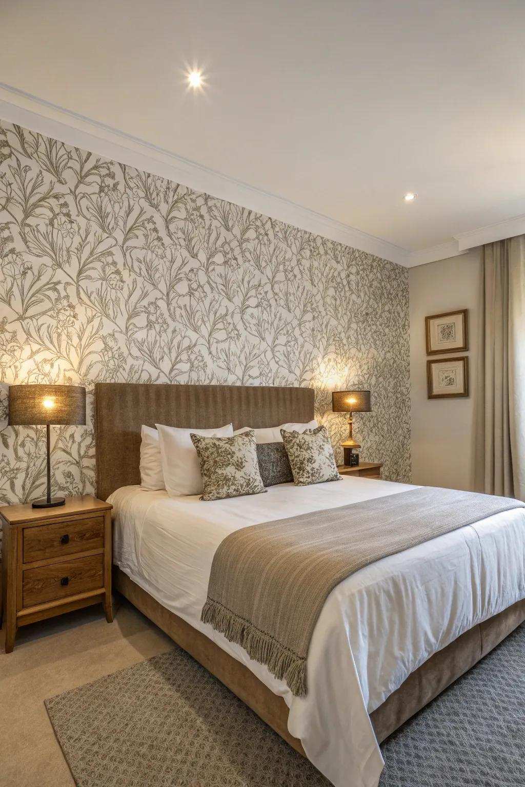 A featured wall is an eye-catching aspect.