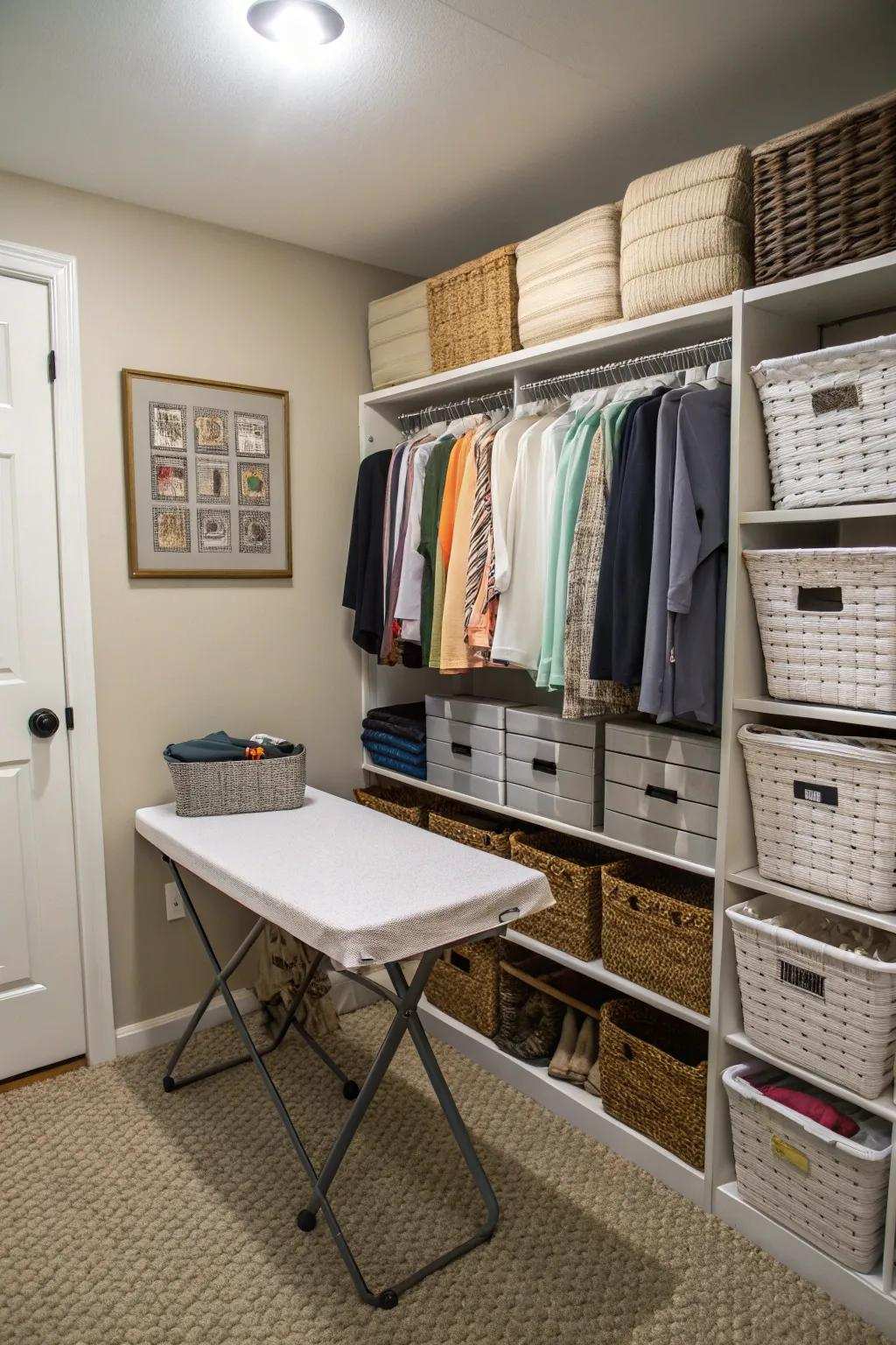 A folding table increases ease and efficiency.