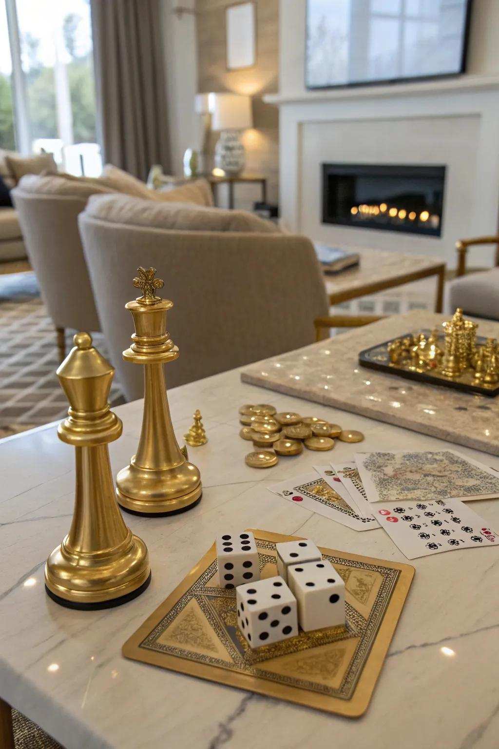 A fun-filled game night with gold-themed entertainment.