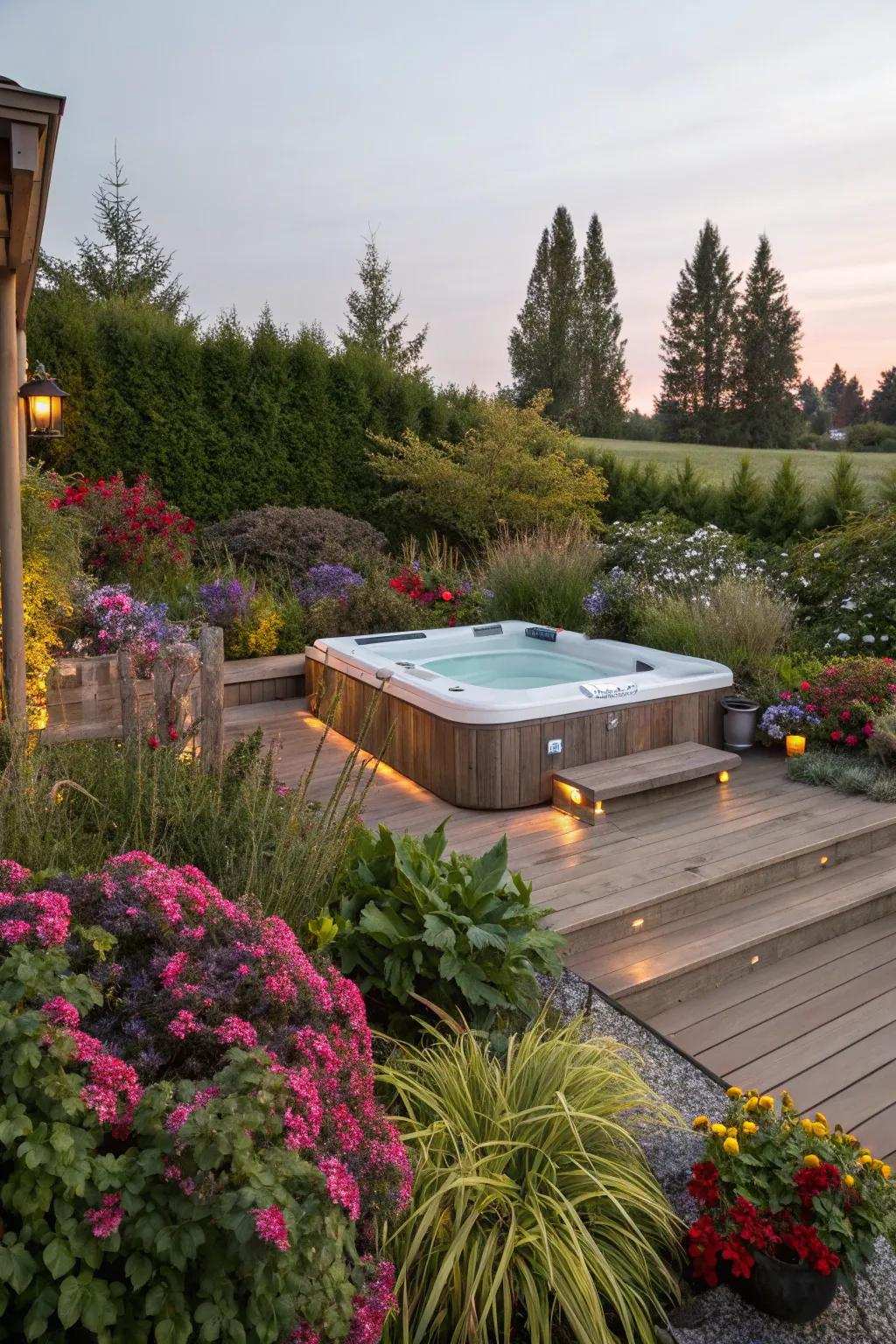 A garden escape around your spa elevates peace.