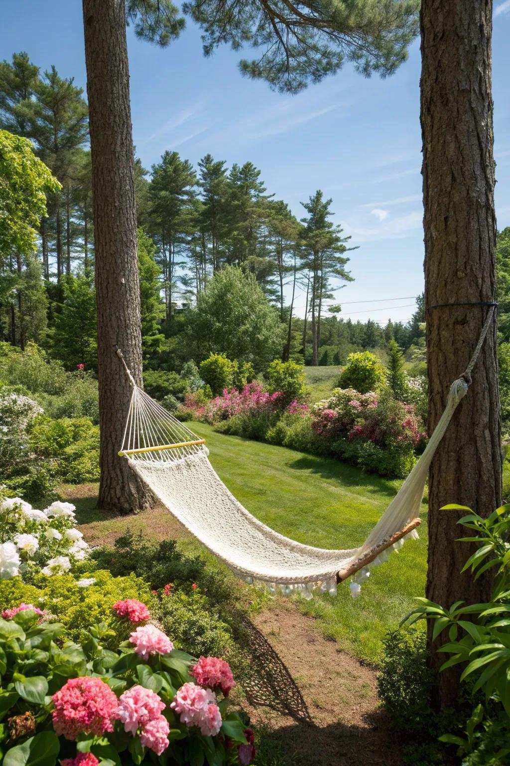 A hammock providing the ultimate spot to unwind outdoors.