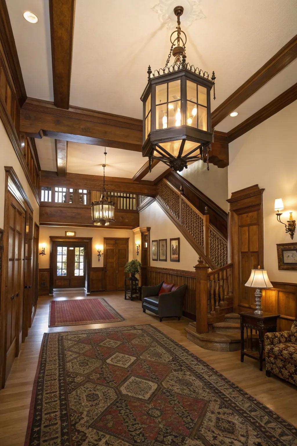 A hanging lantern brings timeless style to this welcoming entry.