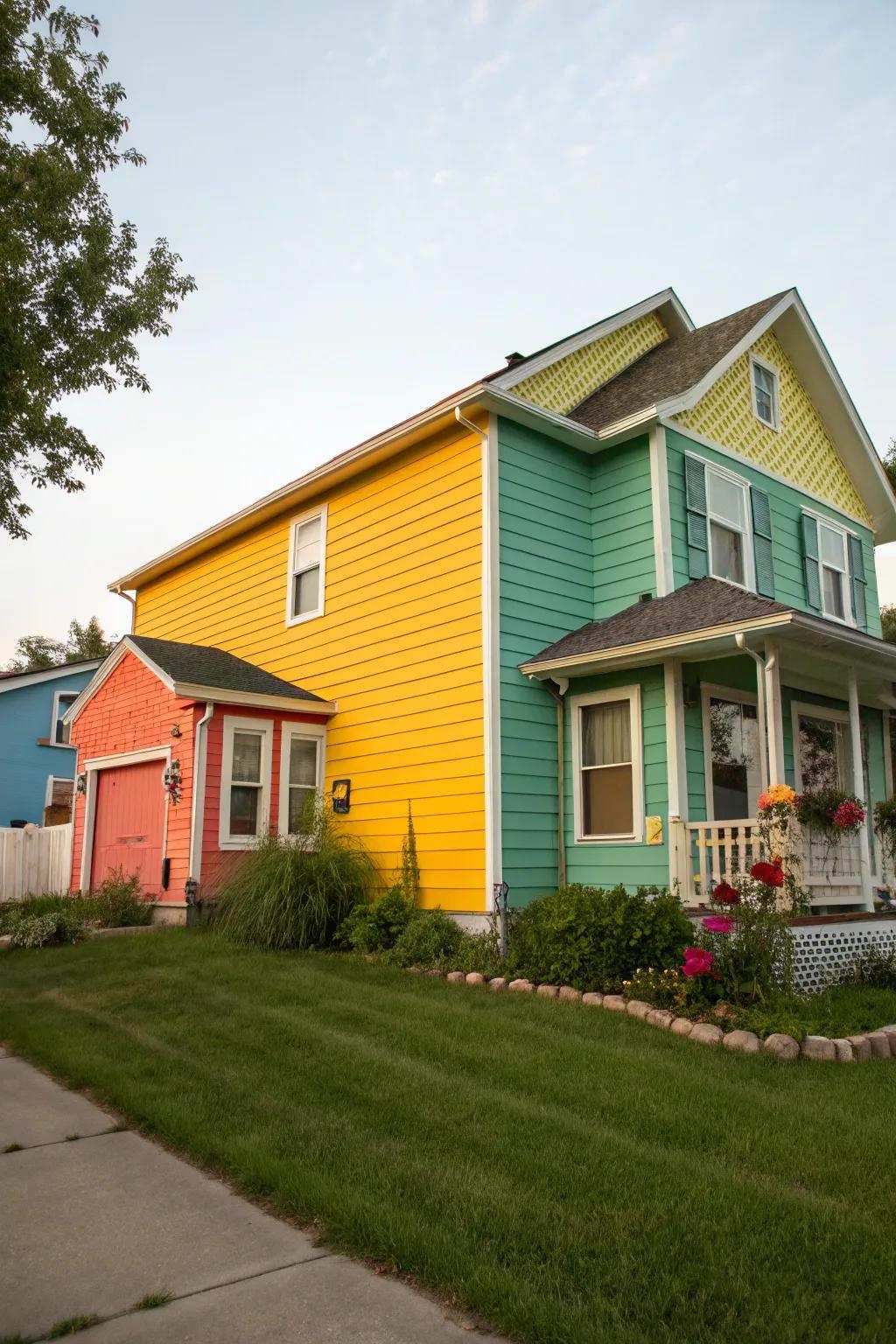 A home exterior with vibrant new color and paneling.