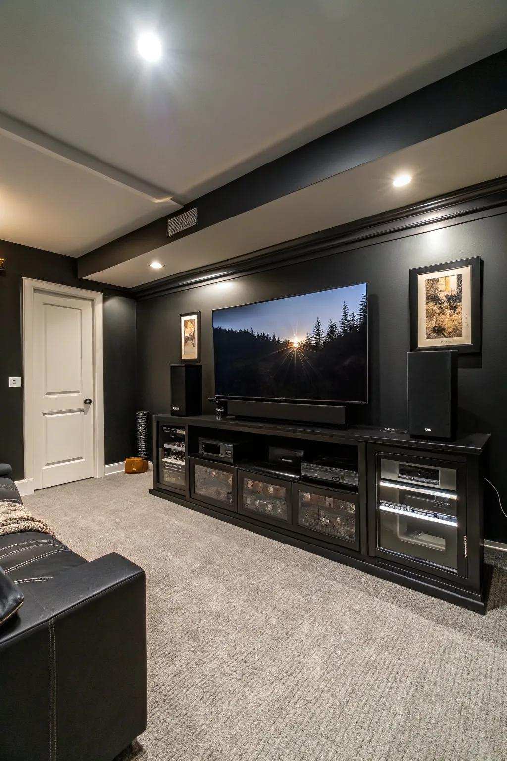 A large TV display enhances viewing.
