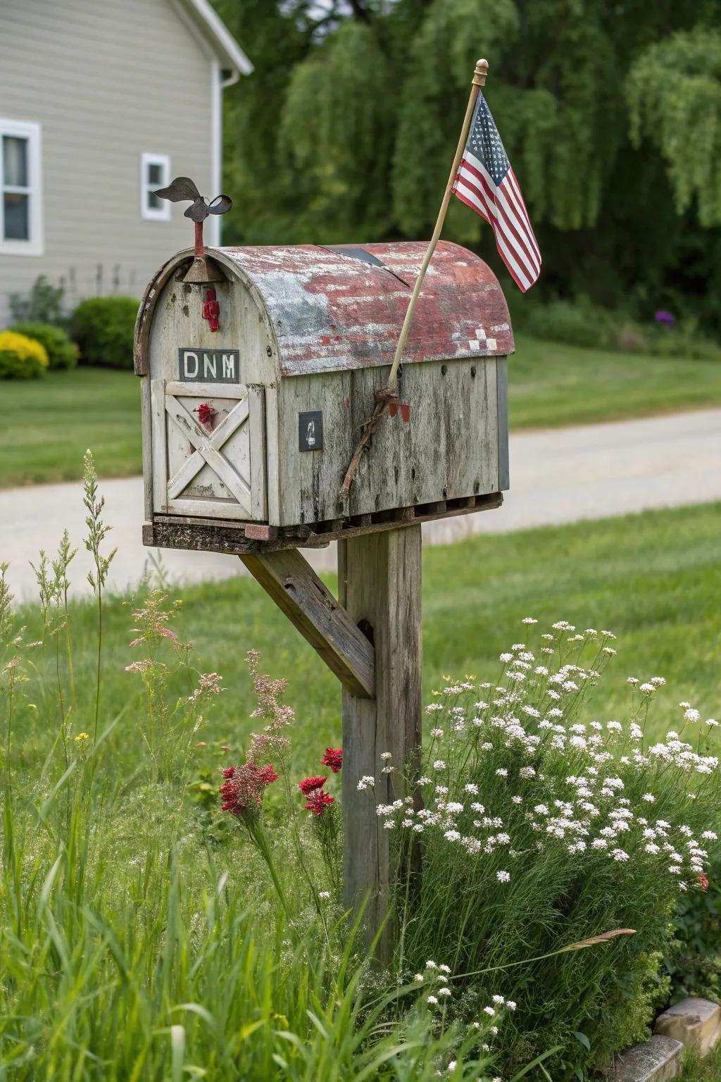 A letter-themed mailbox brings vintage charm to any farmhouse.
