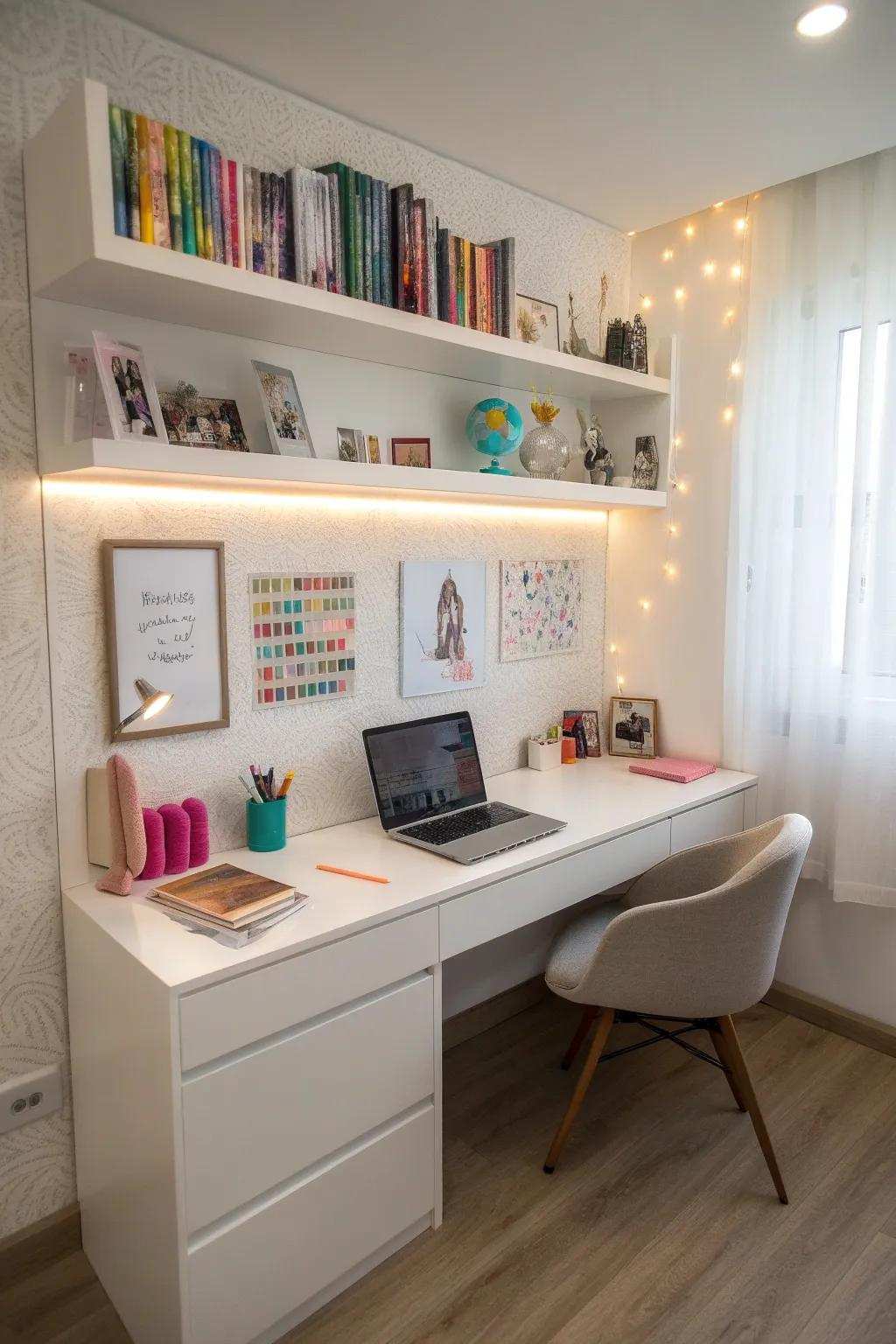 A levitating desk appends functionality and current vogue.