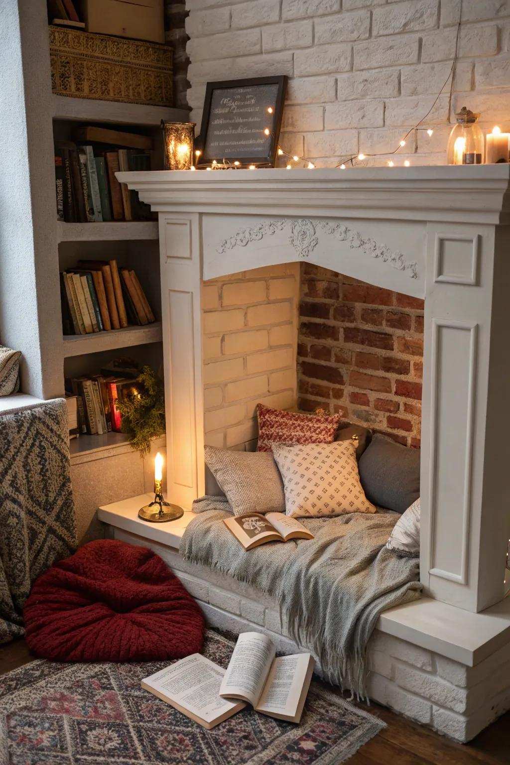 A library area for cozy reading sessions.