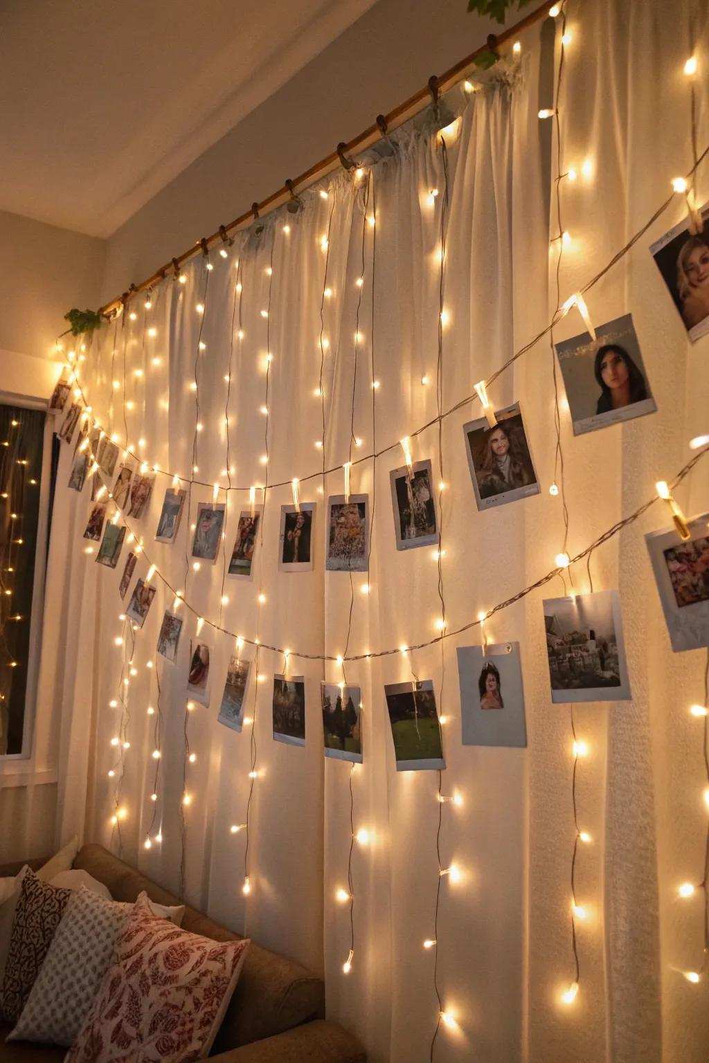 A luminous photo curtain provides a dreamy highlight.