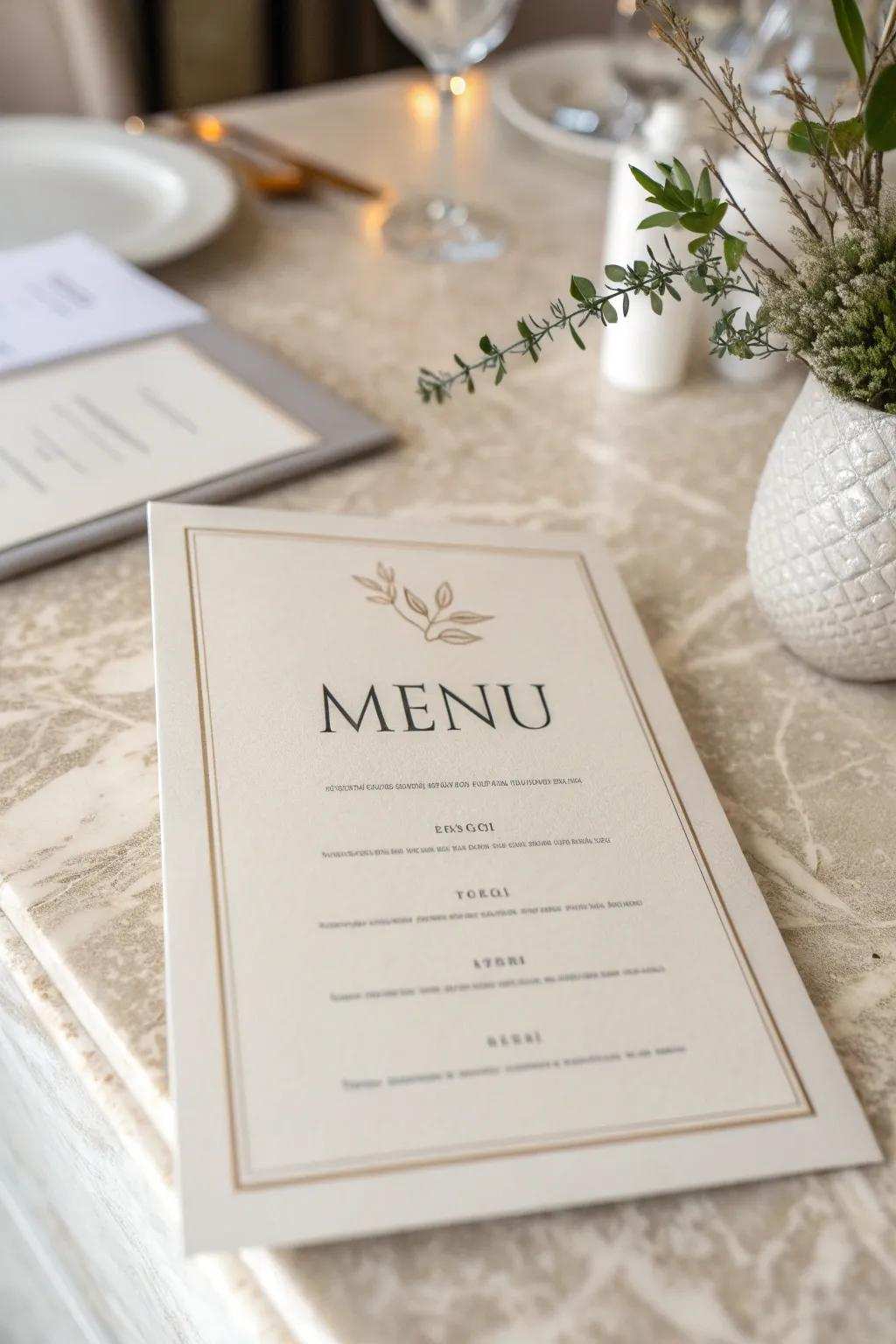 A merger of modern and timeless aesthetics for a flexible menu layout.