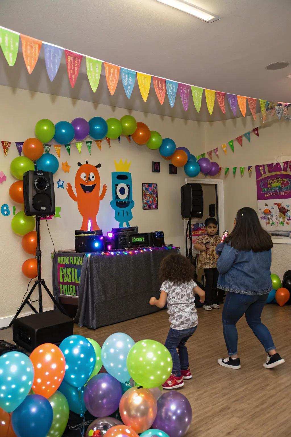 A mini creature bash dance session introduces delight and energy to the celebration.