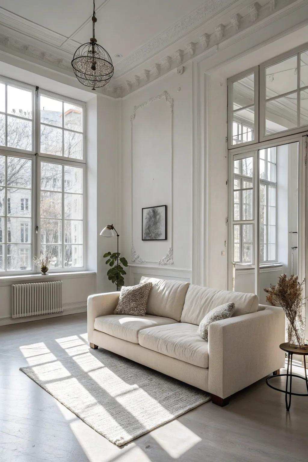 A minimalist arrangement showcasing the couch in an open environment.