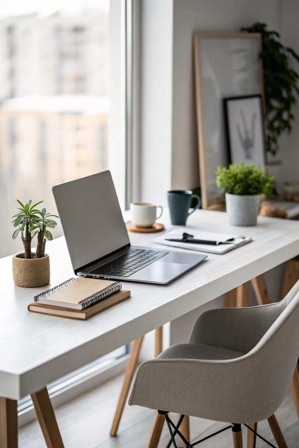 A minimalist desk arrangement encourages clarity and concentration.