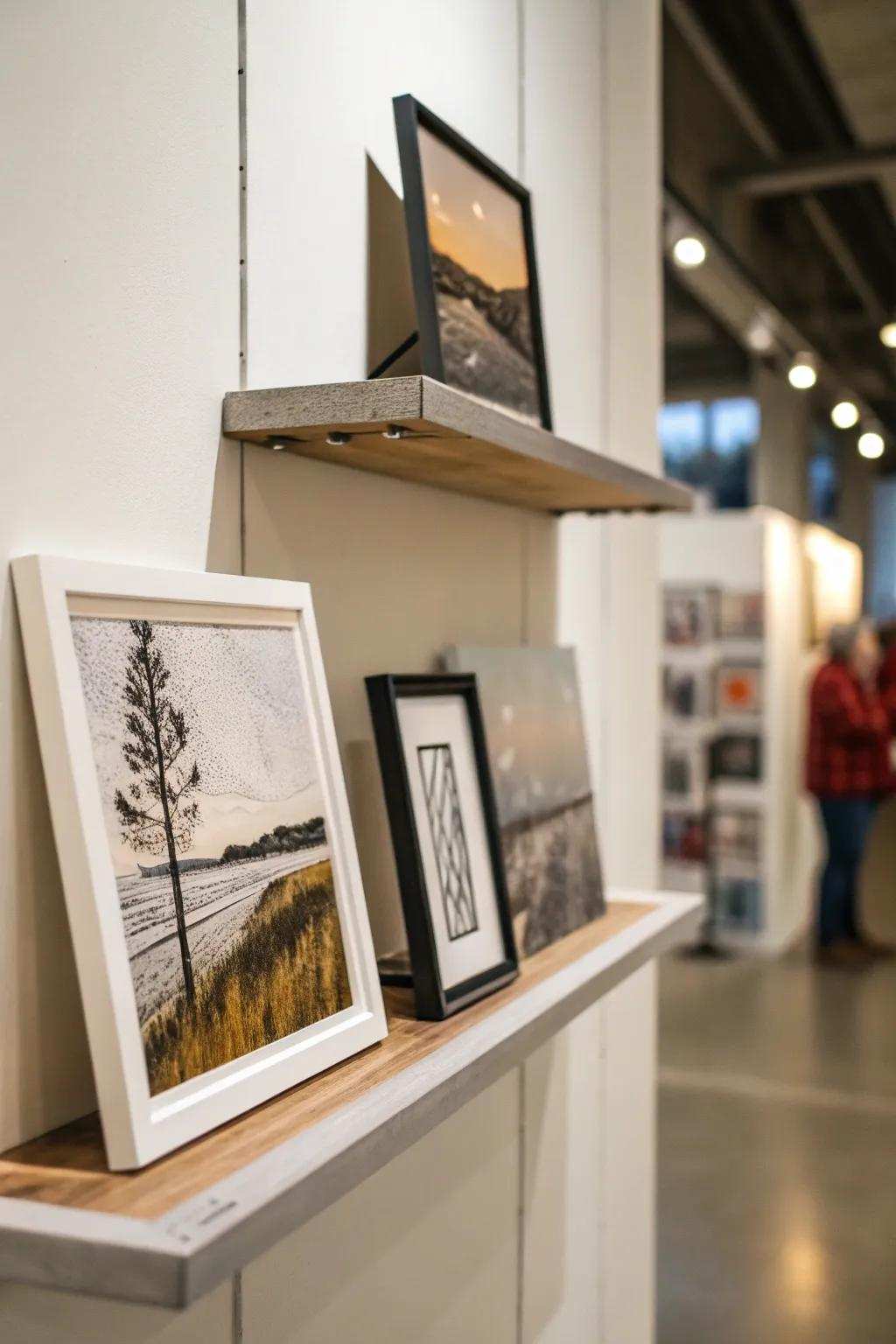 A minimalist display ledge focuses on quality over quantity.