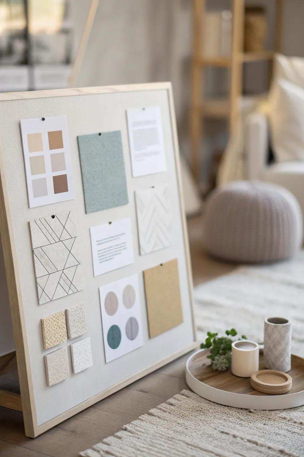 A minimalist mood board emphasizing simpleness and beauty.