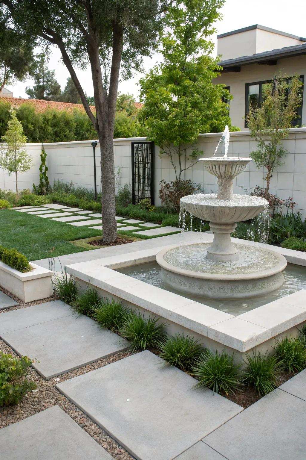 A modern fountain with minimalist elegance.