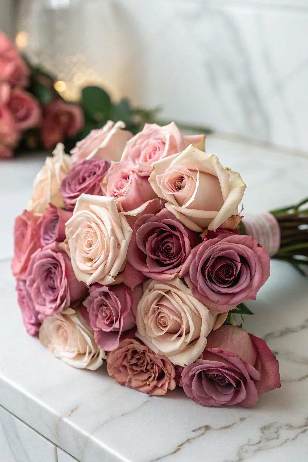 A monochromatic rose arrangement for a refined aesthetic.