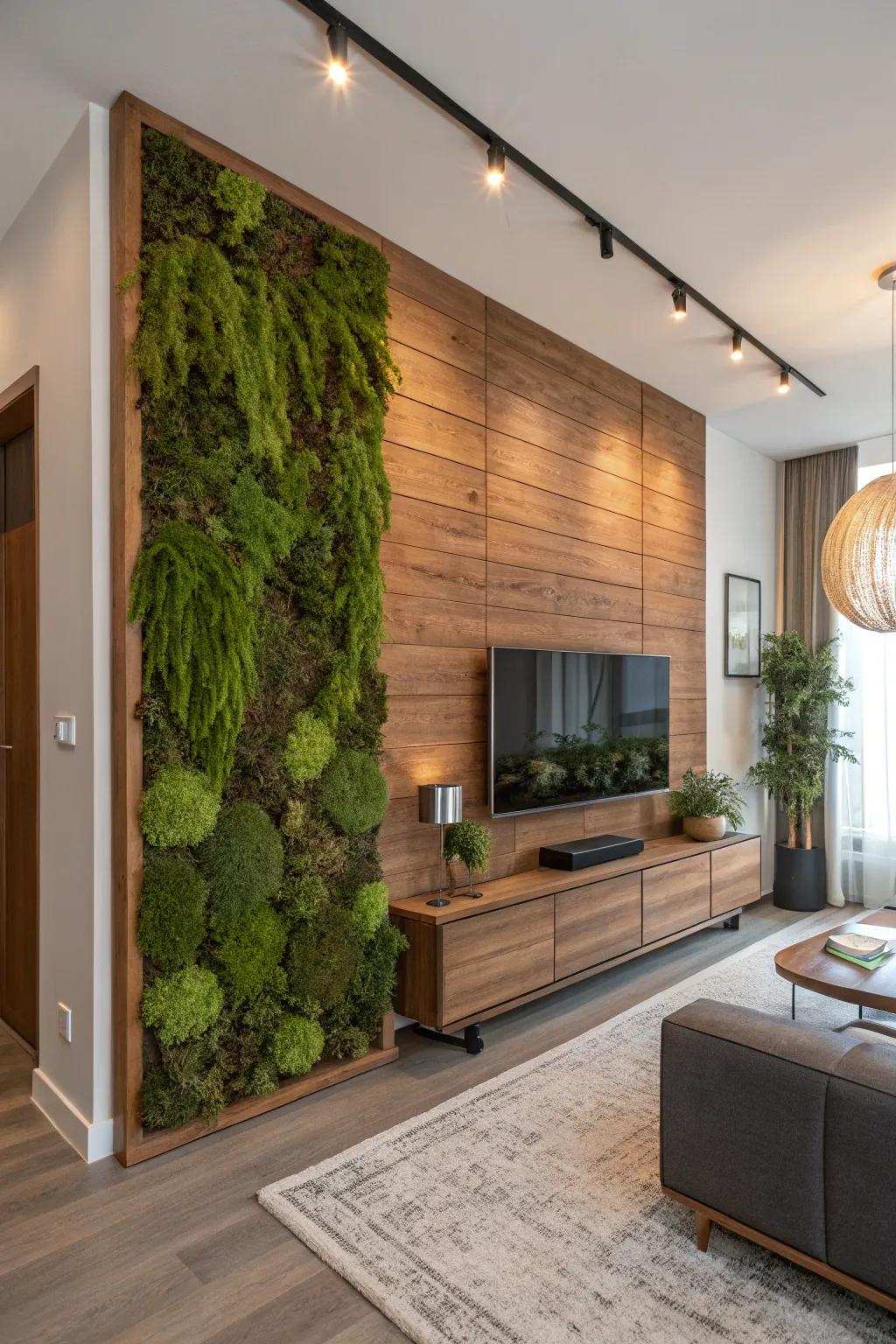 A moss wall installation that serves as a refreshing focal point.