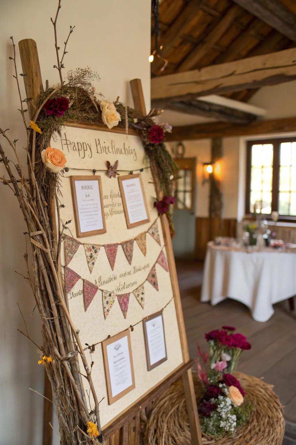 A nature-inspired birthday board that brings the outdoors inside.