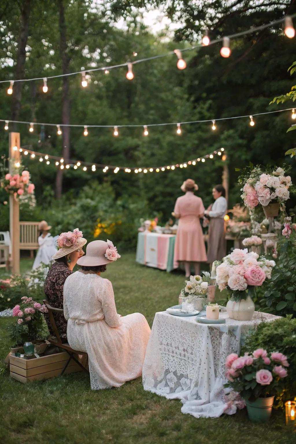 A nostalgic garden occasion brimming with whimsy and charm.