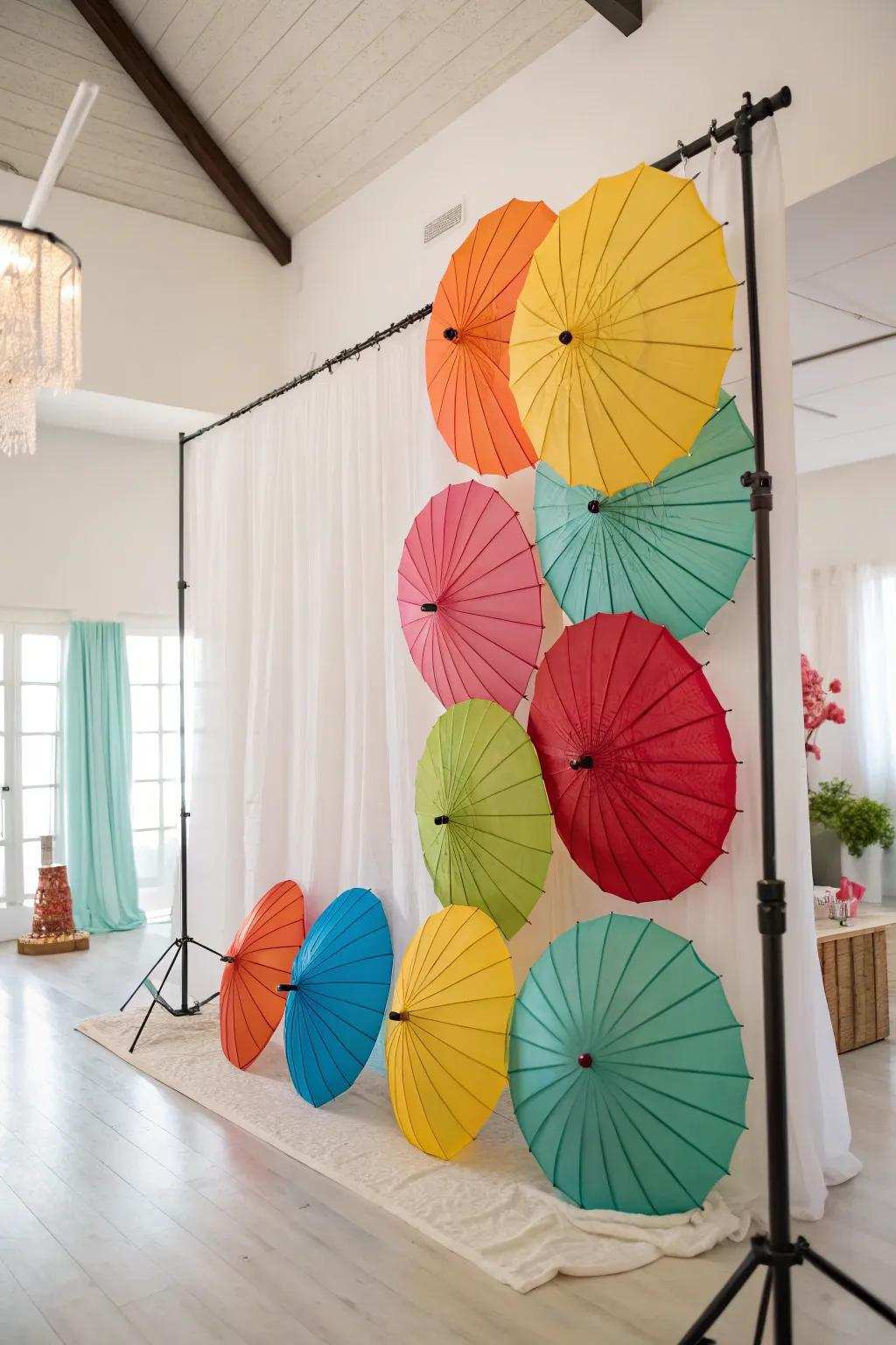 A parasol scene produces a whimsical and artistic ambiance.
