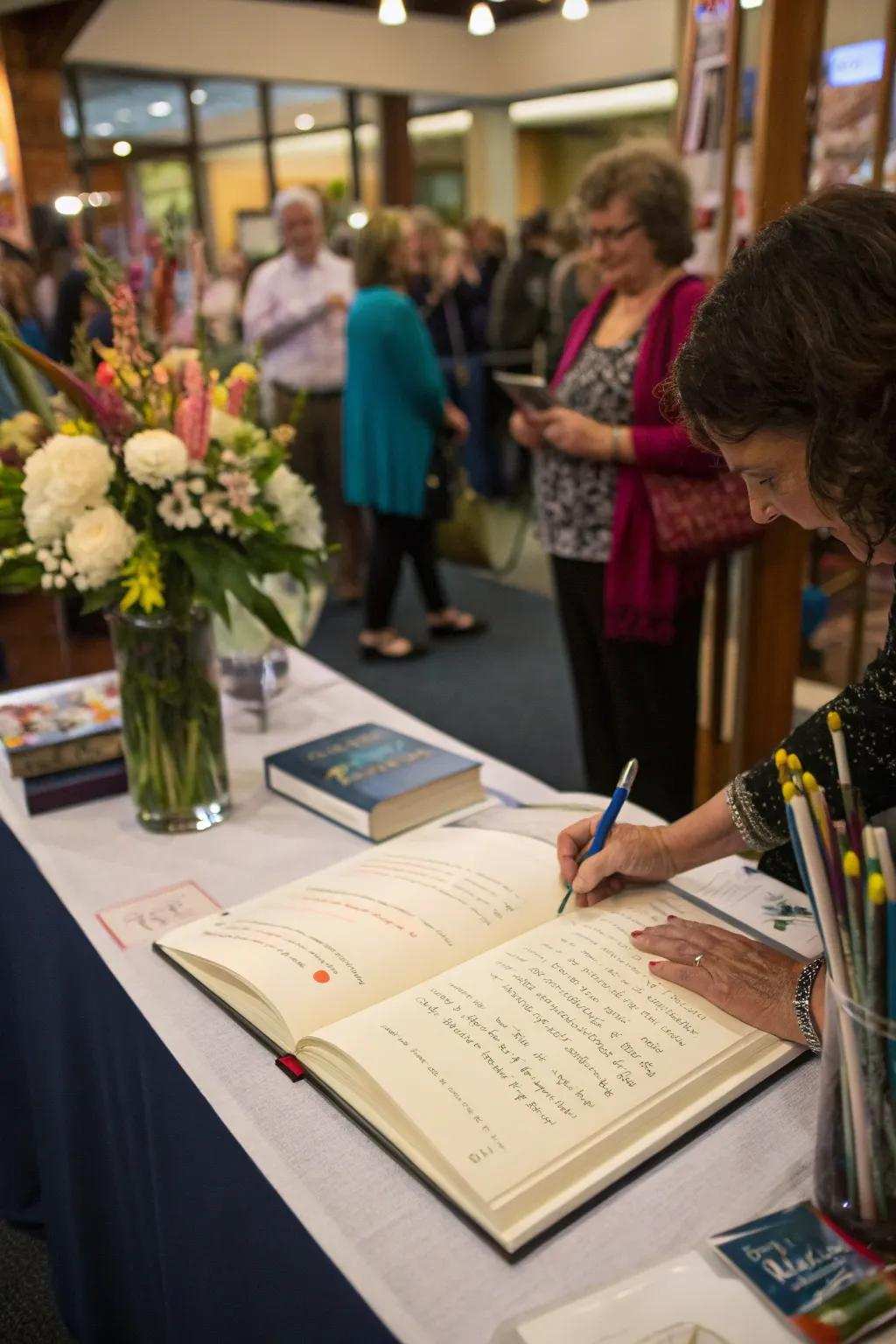 A participatory visitor log captivates guests.