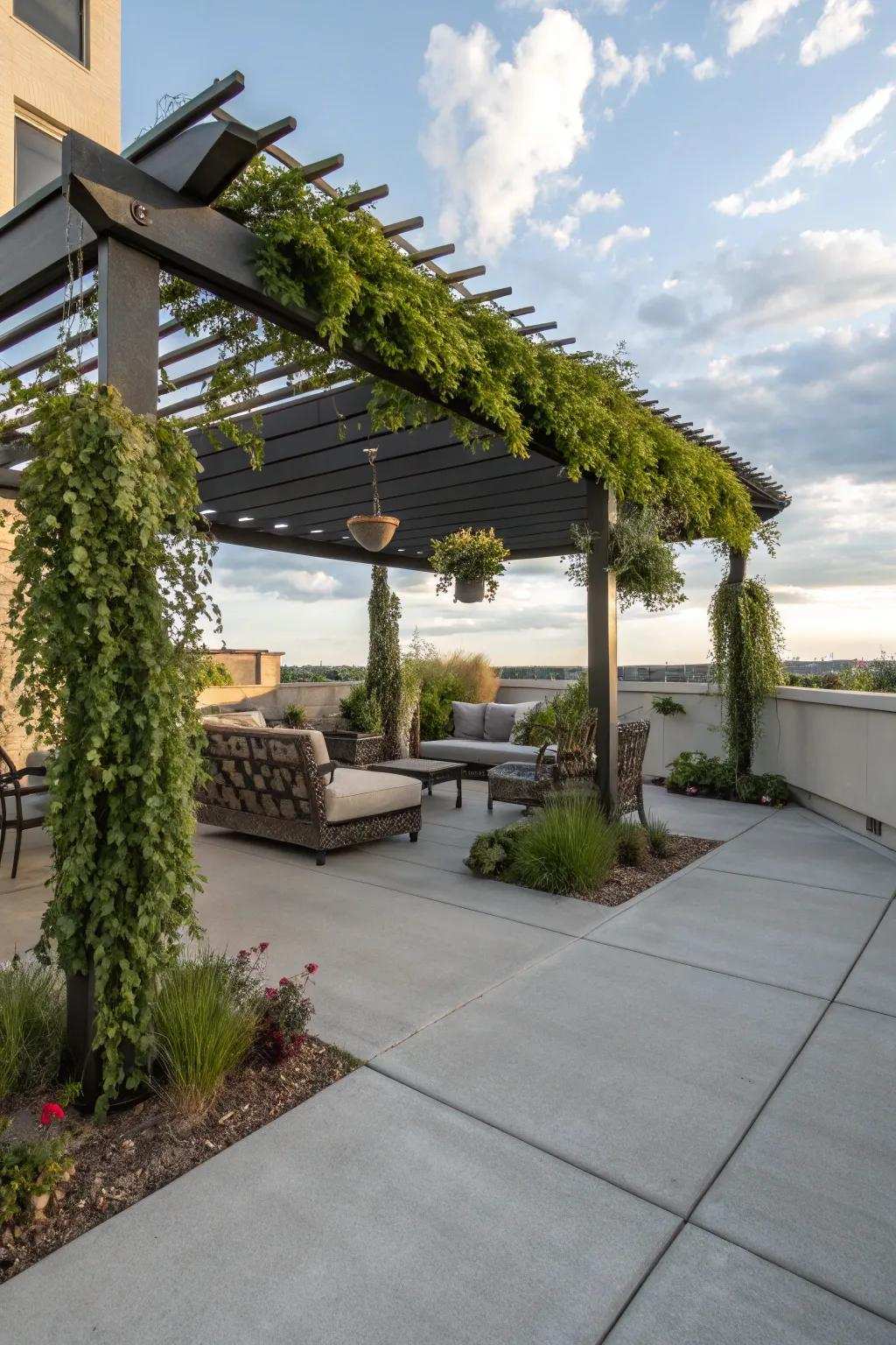 A pergola adds shade and a touch of elegance to your patio.