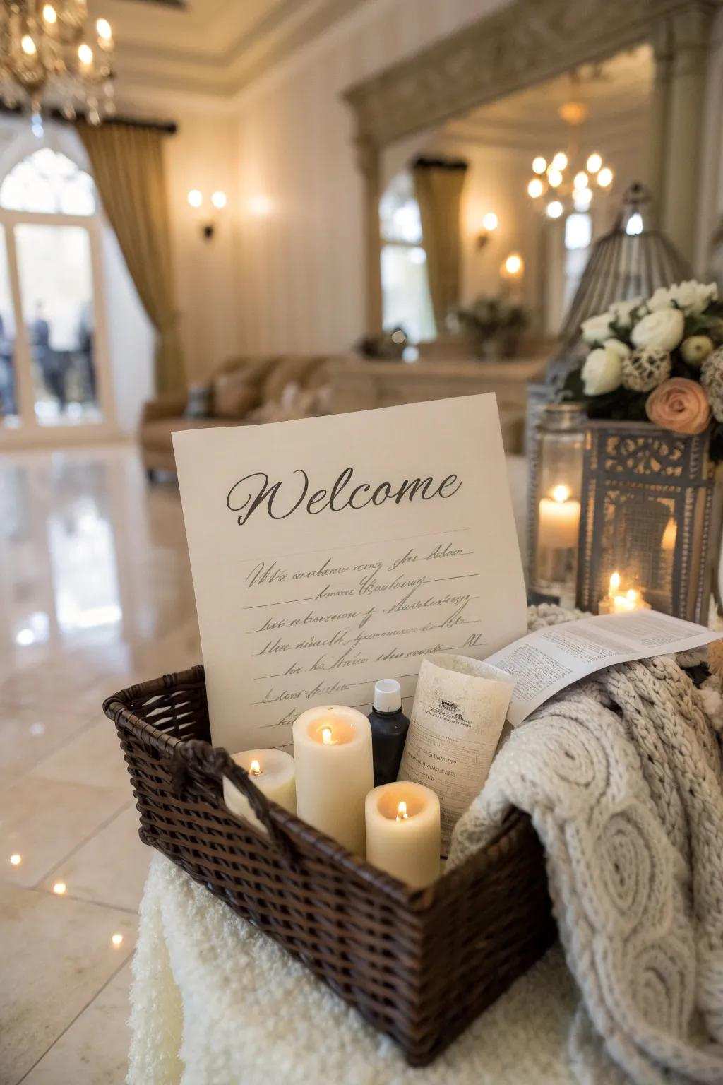 A personalized message to greet your guests with warmth.