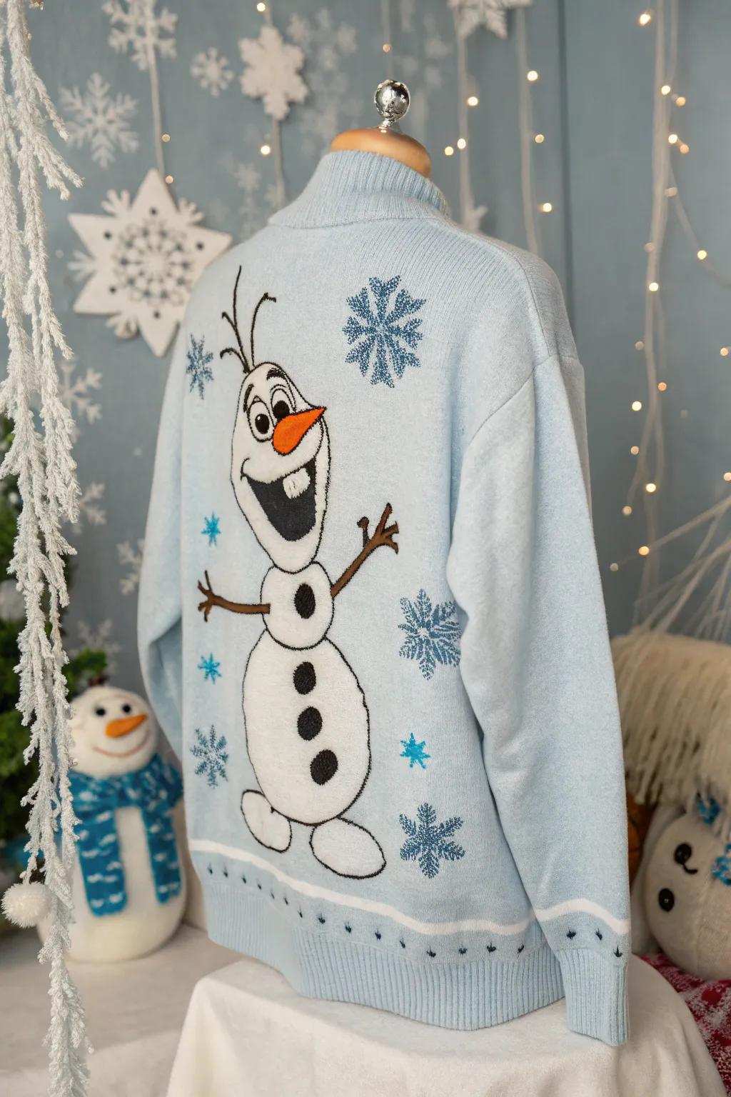 A playful rendition of a snowman with an icy surprise.