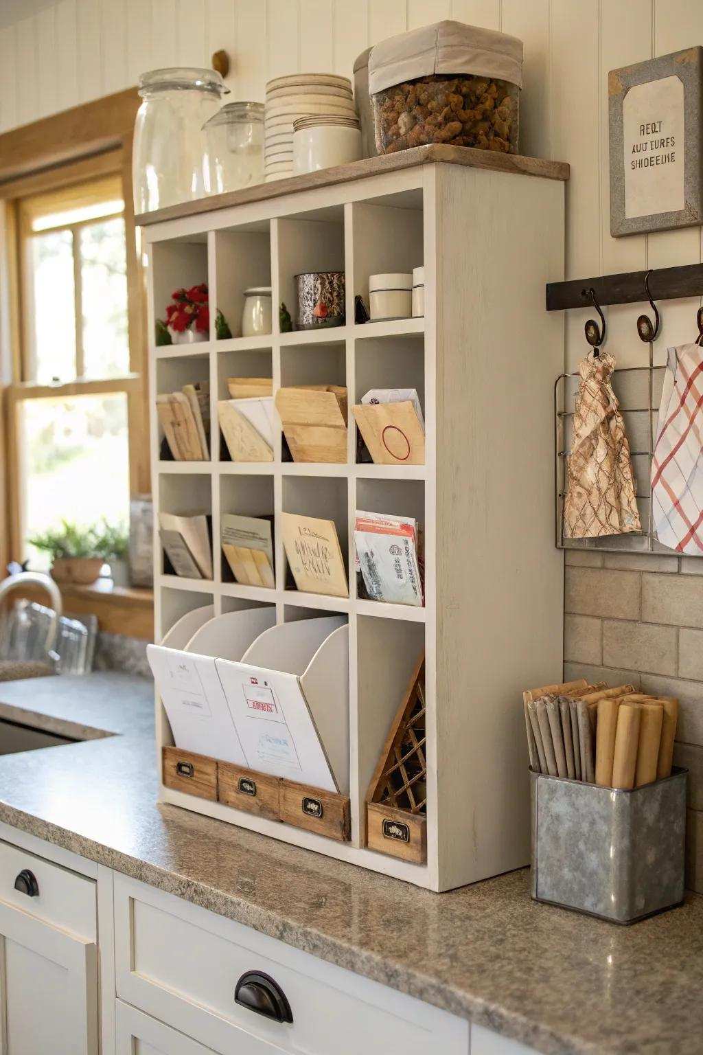 A practical mail station to keep papers in order.